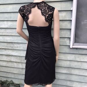 Vtg Y2k Cache Black Mesh & Lace Lbd Women 4 Keyhole Prom Dress Goth Coquette Egl